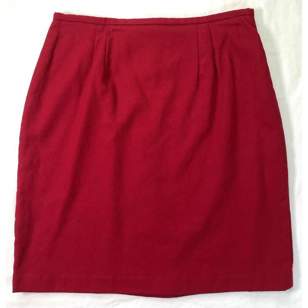 Pencil Skirt Women's Size 16 Red 100% Pure Wool Pencil Lined Amanda Smith